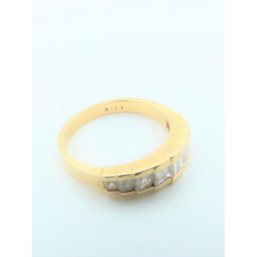 534 - Diamond Ladies Band Ring of Graduated Form on 18 Carat Yellow Gold Size N and a Half