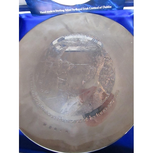 539 - Eamon De Valera Irish Silver Commemorative Charger Contained within Original Presentation Case Appro... 