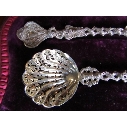 542 - Three Antique Commemorative Solid Silver Spoons Finely Chased and Detailed Each Approximately 9 Inch... 