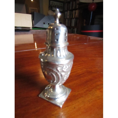 544 - Three Solid Silver Salt and Peppers Two of Pedestal Form Hallmarked Tallest Approximately 4 Inches H... 