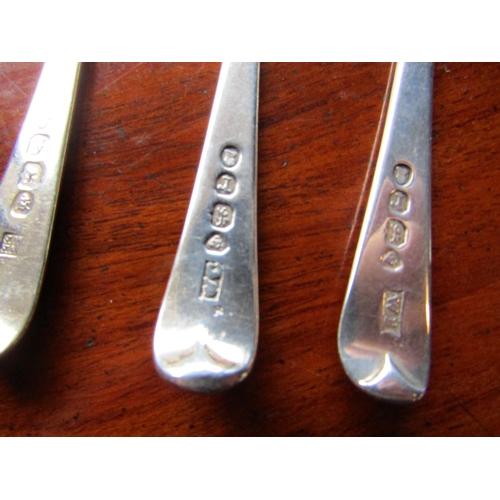 548 - Set of Six Antique Bright Cut Solid Silver Teaspoons