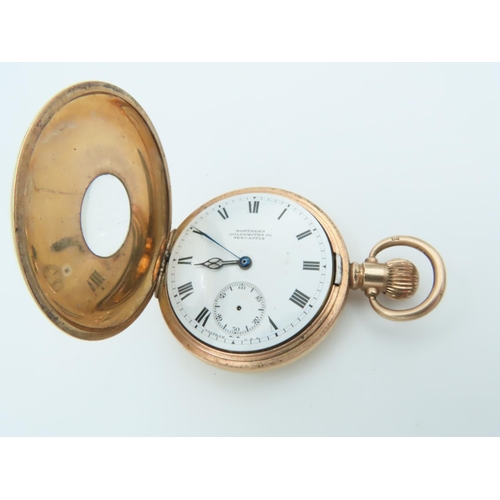 551 - Walton Marquis Gold Plated Keyless Lever Half Hunter Cased Watch Victorian