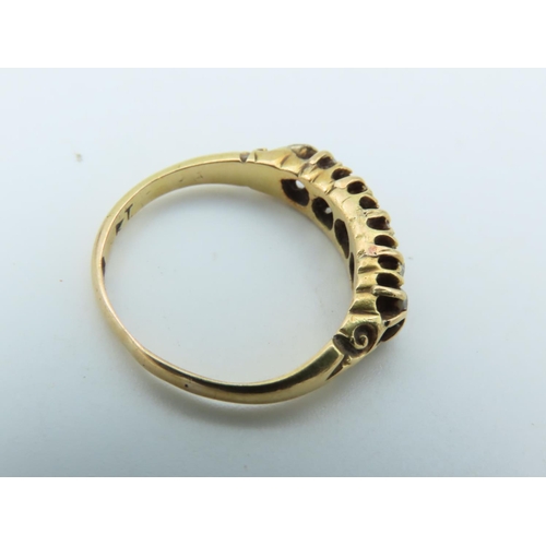 555 - Edwardian 18 Carat Yellow Gold Ladies 5 Stone Diamond Ring Old Cut Size J and a Half