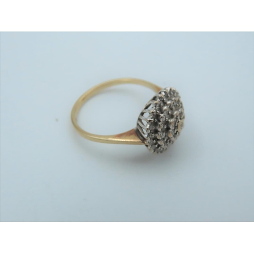 558 - Diamond Cluster Ring of Tiered Design Hallmarked London 1991 Ring Size N