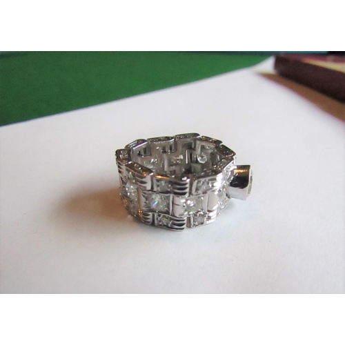 56 - Unusual Articulated Form Ladies Diamond Set Belt Motif Ring Mounted on 18 Carat White Gold Centre St... 