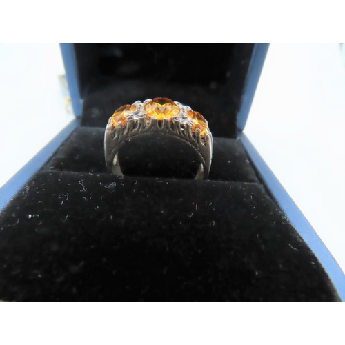 564 - Citrine Set Ladies Ring Mounted on Silver Ring Size Q and a Half