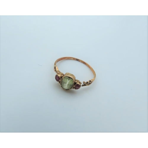 565 - Two Rings Victorian Ruby and Peridot Ladies Ring Unmarked Possibly 18 Carat  and Another Opal and Ga... 