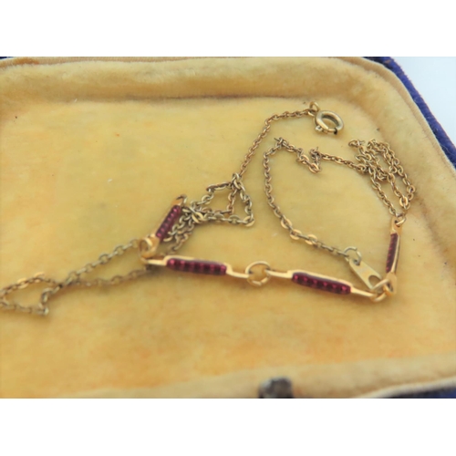 567 - 9 Carat Gold Ladies Necklace with Ruby Set Panels