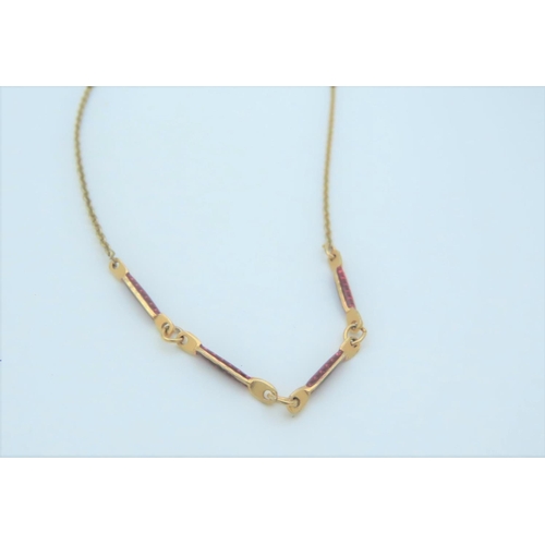 567 - 9 Carat Gold Ladies Necklace with Ruby Set Panels