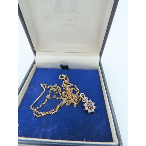 571 - Ruby and Diamond Set on 9 Carat Gold Ladies Pendant Necklace