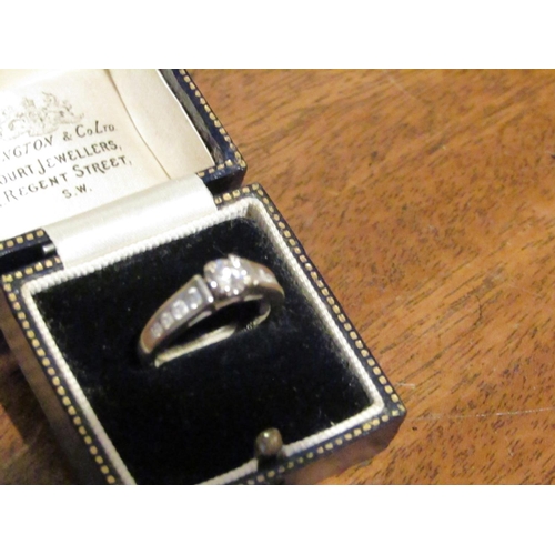 578 - Diamond Solitaire Ring Mounted on Platinum Band with Further Diamond Decorated Shoulders Approximate... 