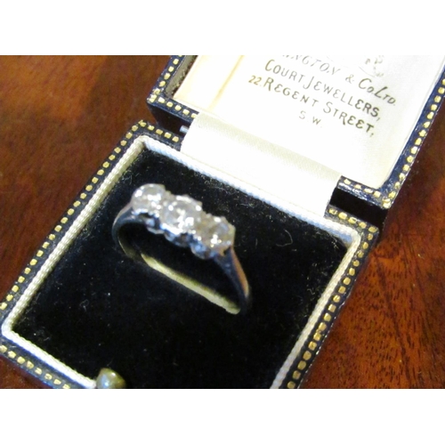 579 - Diamond Three Stone Ladies Ring Mounted on Platinum Size N