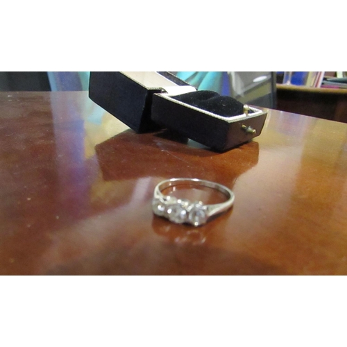 579 - Diamond Three Stone Ladies Ring Mounted on Platinum Size N