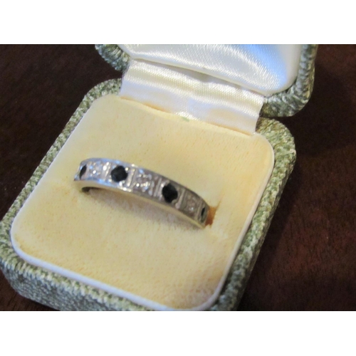 592 - Sapphire and Diamond 9 Carat White Gold Ladies Half Eternity Ring