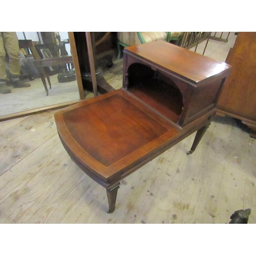 602 - Figured Mahogany Two Tier Side Table above Tapering Supports Bow Front Approximately 18 Inches Wide ... 