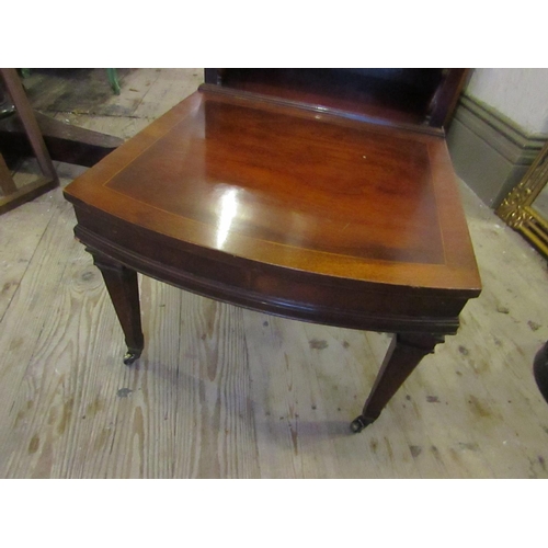 602 - Figured Mahogany Two Tier Side Table above Tapering Supports Bow Front Approximately 18 Inches Wide ... 