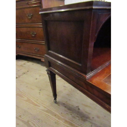 602 - Figured Mahogany Two Tier Side Table above Tapering Supports Bow Front Approximately 18 Inches Wide ... 