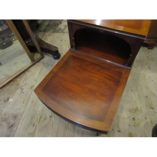 602 - Figured Mahogany Two Tier Side Table above Tapering Supports Bow Front Approximately 18 Inches Wide ... 