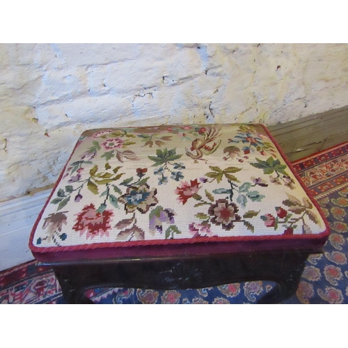 603 - Early Victorian Cabriole Leg Needlepoint Upholstered Seat with Further Carving to Apron with Lift Up... 