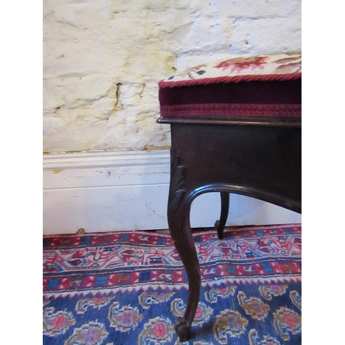 603 - Early Victorian Cabriole Leg Needlepoint Upholstered Seat with Further Carving to Apron with Lift Up... 