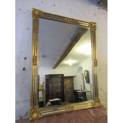 610 - Gilded Wall Mirror Rectangular Form with Inset Mirror Panels Approximately 46 Inches High x 32 Inche... 