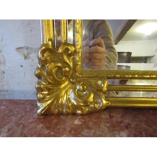 610 - Gilded Wall Mirror Rectangular Form with Inset Mirror Panels Approximately 46 Inches High x 32 Inche... 