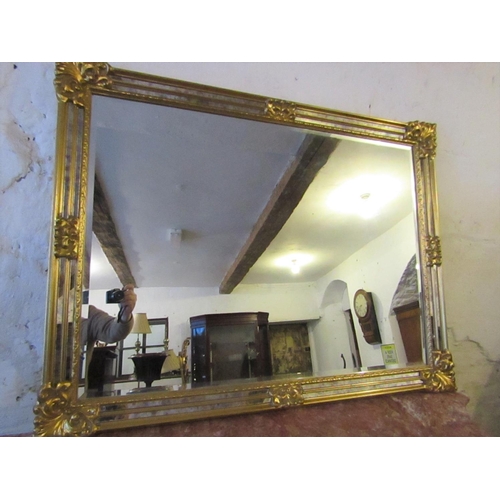 610 - Gilded Wall Mirror Rectangular Form with Inset Mirror Panels Approximately 46 Inches High x 32 Inche... 