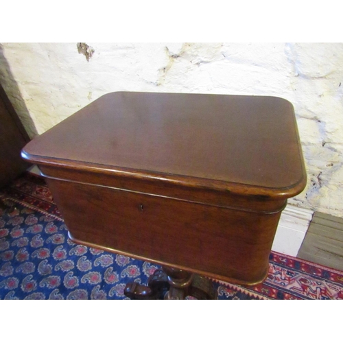 612 - Irish William IV Rosewood Workbox on Original Pod Support Well Carved Approximately 19 Inches Wide x... 