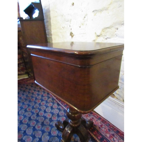 612 - Irish William IV Rosewood Workbox on Original Pod Support Well Carved Approximately 19 Inches Wide x... 