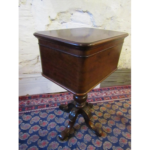 612 - Irish William IV Rosewood Workbox on Original Pod Support Well Carved Approximately 19 Inches Wide x... 