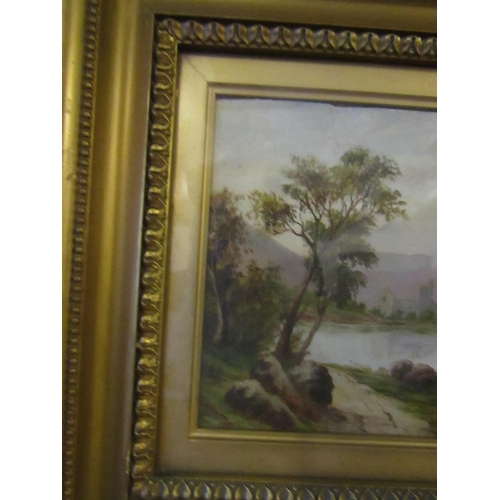 617 - Matching Pair of Victorian Oil Paintings Gilt Framed River Scenes Signed Indistinctly Each Approxima... 