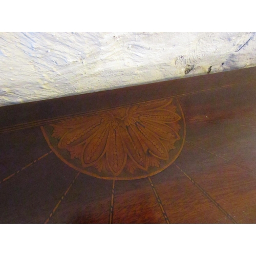 619 - Pair of Antique Half Moon Lift Up Top Tables with Sunburst Motif Inlaid Decoration above Tapering Su... 