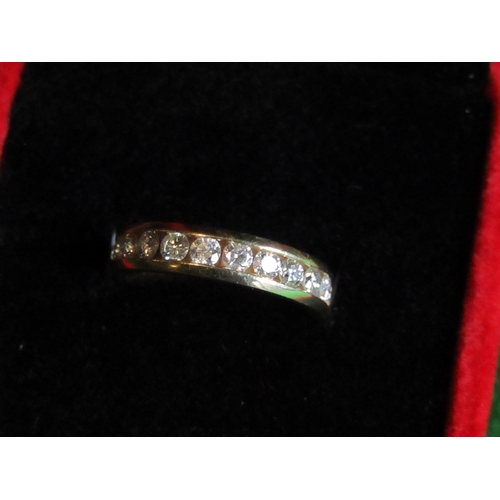 63 - 14 Carat Gold Half Eternity Ladies Diamond Ring with Twelve Fine Clear Coloured Diamonds Size I and ... 