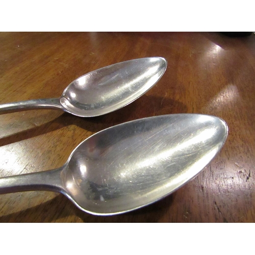 643 - Pair of Antique Solid Silver Pudding Spoons Each Approximately 9 Inches Long Hallmarked to Handles