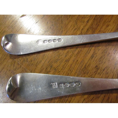 643 - Pair of Antique Solid Silver Pudding Spoons Each Approximately 9 Inches Long Hallmarked to Handles