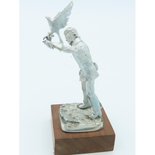 646 - Solid Silver Figure of Man with Falcon Finely Chased and Detailed Approximately 3 Inches High