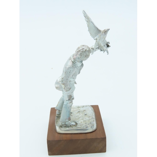 646 - Solid Silver Figure of Man with Falcon Finely Chased and Detailed Approximately 3 Inches High