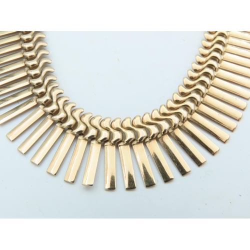 648 - 9 Carat Yellow Gold Cleopatra Style Fringe Necklace The Graduated Fringe Batons with Interlocking S ... 