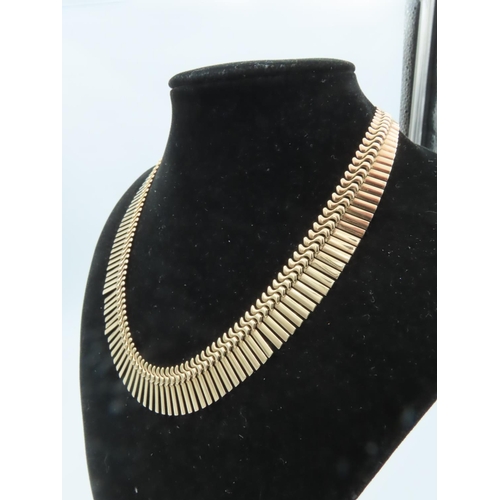 648 - 9 Carat Yellow Gold Cleopatra Style Fringe Necklace The Graduated Fringe Batons with Interlocking S ... 