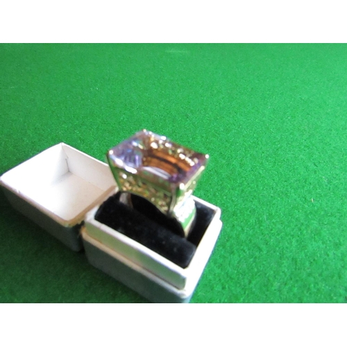 65 - Vintage Fine Large Amethyst 9 Carat Gold Mounted Ladies Dress Ring Size Q Attractive Colour