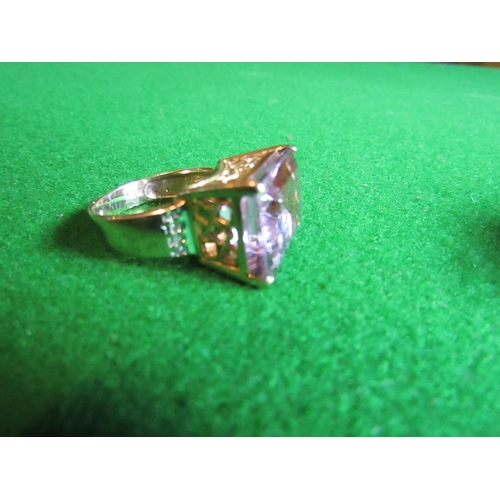 65 - Vintage Fine Large Amethyst 9 Carat Gold Mounted Ladies Dress Ring Size Q Attractive Colour