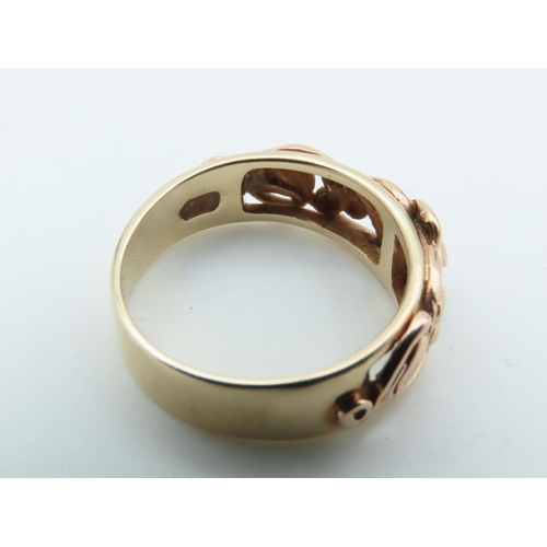 651 - 9 Carat Yellow Gold Vine Motif Ladies Ring Size P