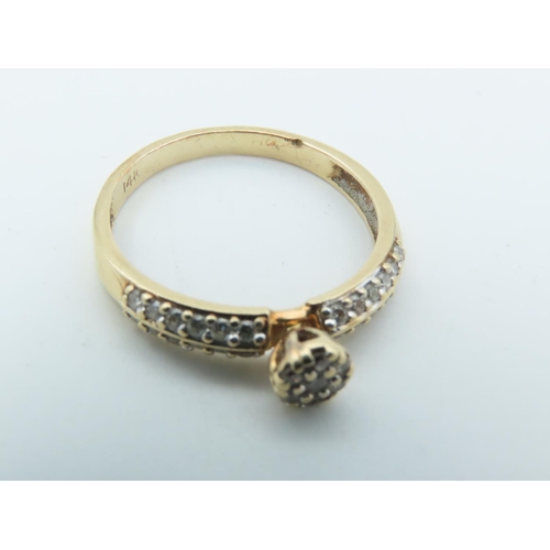 653 - Diamond Cluster Ladies Ring Mounted on 9 Carat Gold Band with Further Diamond Decorated Shoulders Ri... 