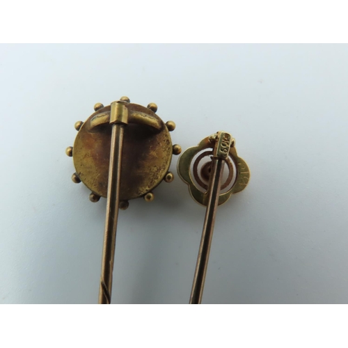 657 - Two Antique Gold Stick Pins No Hallmarks Evident