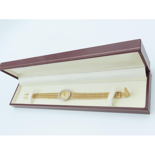 658 - Diamond Decorated 14 Carat Yellow Gold Ladies Wristwatch with Cabochon Cut Gemset Winder and Safety ... 