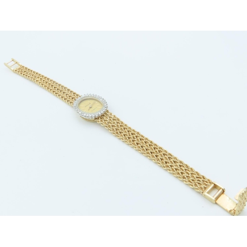 658 - Diamond Decorated 14 Carat Yellow Gold Ladies Wristwatch with Cabochon Cut Gemset Winder and Safety ... 