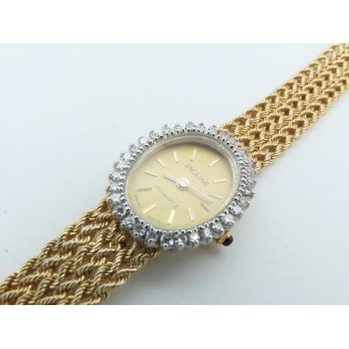 658 - Diamond Decorated 14 Carat Yellow Gold Ladies Wristwatch with Cabochon Cut Gemset Winder and Safety ... 