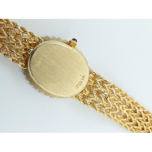 658 - Diamond Decorated 14 Carat Yellow Gold Ladies Wristwatch with Cabochon Cut Gemset Winder and Safety ... 