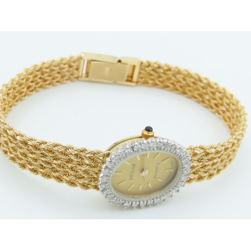 658 - Diamond Decorated 14 Carat Yellow Gold Ladies Wristwatch with Cabochon Cut Gemset Winder and Safety ... 