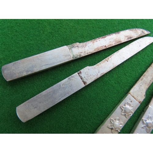 663 - Set of Eight Chinese Daggers with Detailed Decoration to Handles Each Approximately 8 Inches Long